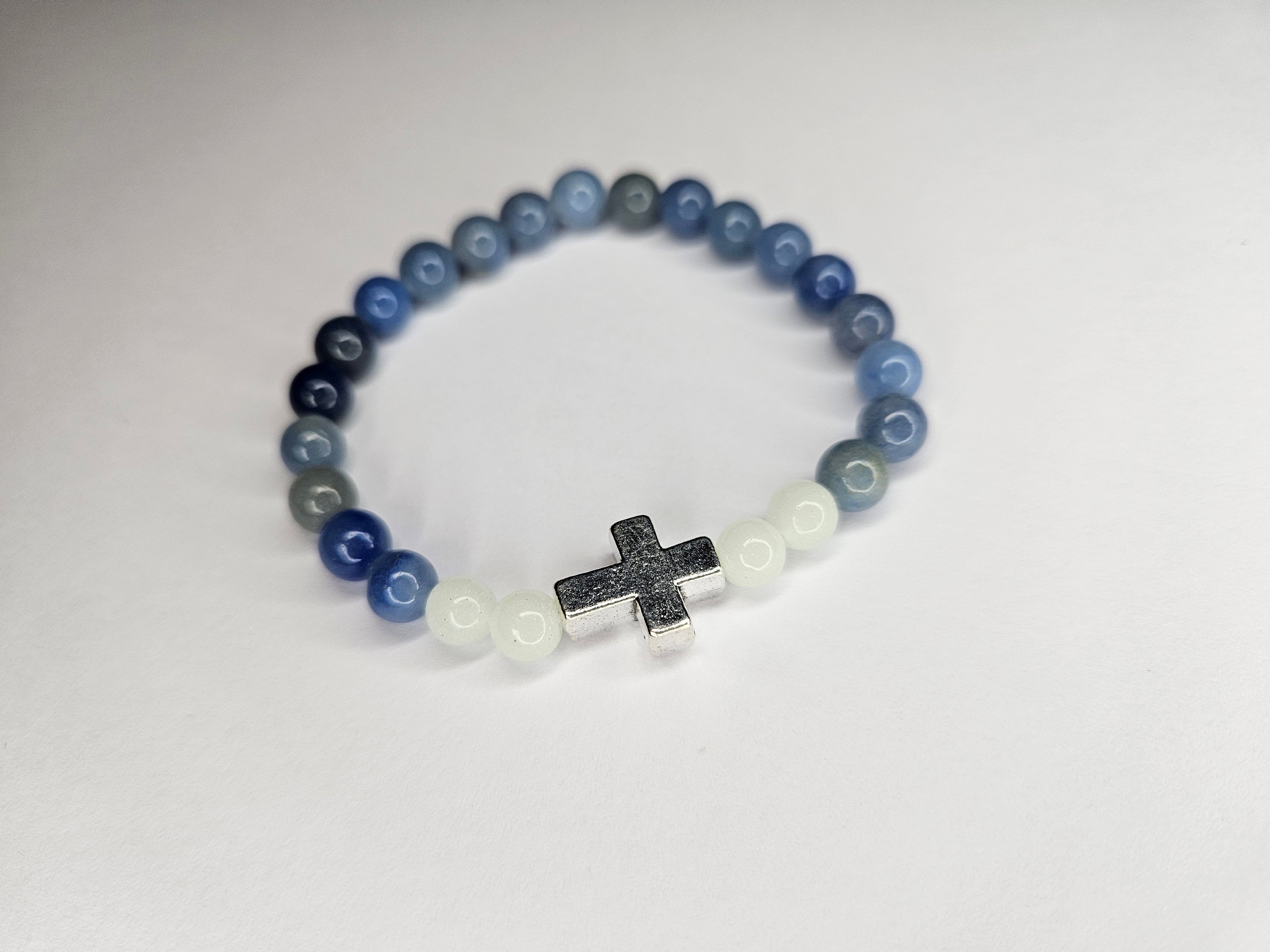 Blue Aventurine Gemstone Cross Bracelet