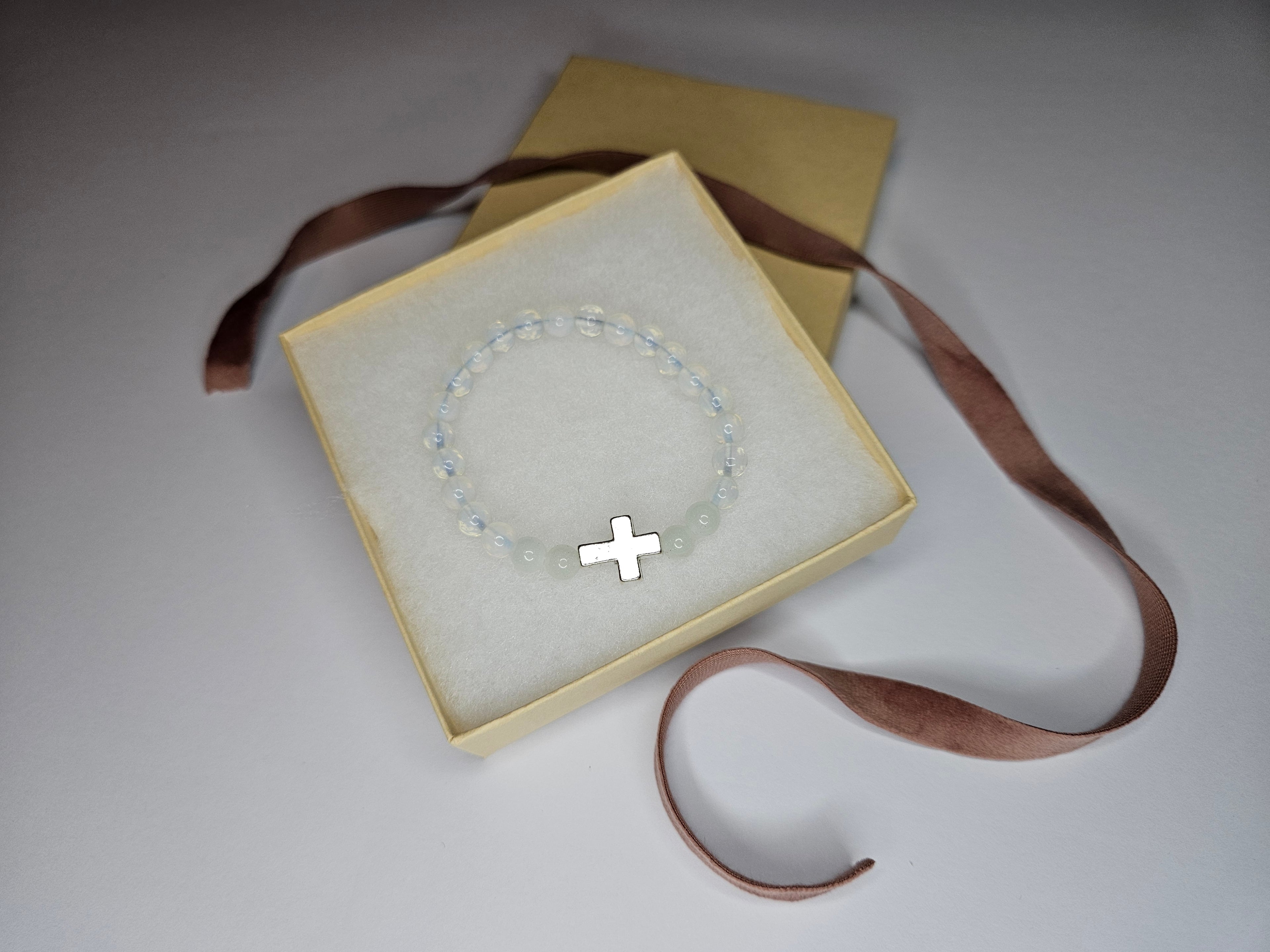 Opalite Gemstone Cross Bracelet