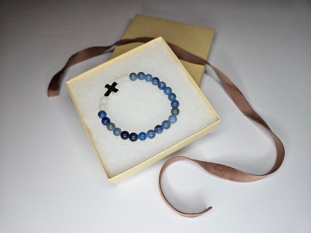 Blue Aventurine Gemstone Cross Bracelet